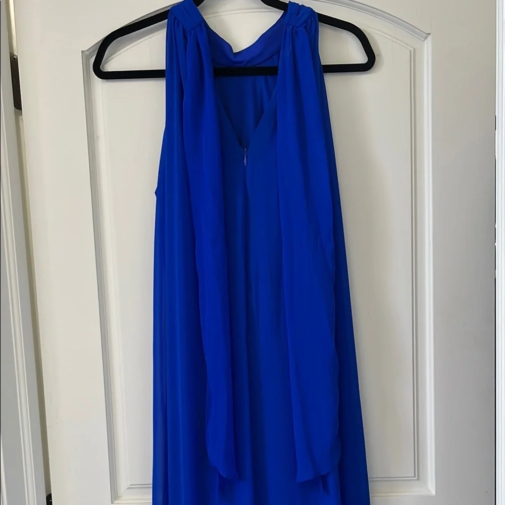 MSK Blue Pleated Halter Midi Dress for Cocktail - Picture 3 of 3